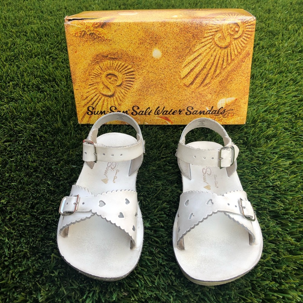 Sun-San Saltwater Sandals “Sweetheart” White Sz 10